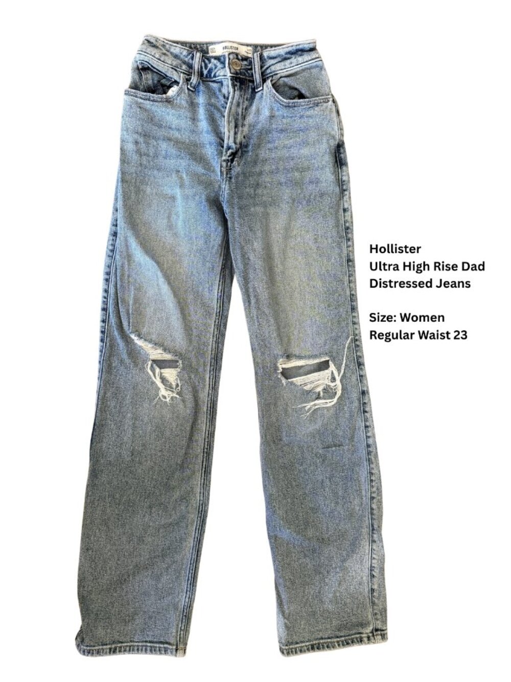 Hollister Ultra High-Rise Dad Distressed Jeans, 23 Regular